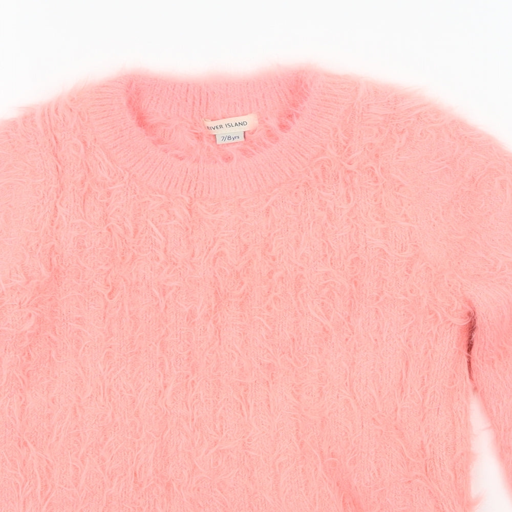 River Island Girls Pink  Knit Pullover Jumper Size 7-8 Years