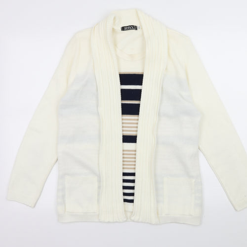 Envy Womens White Striped Knit Pullover Jumper Size M