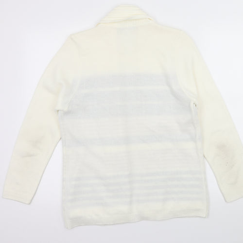 Envy Womens White Striped Knit Pullover Jumper Size M