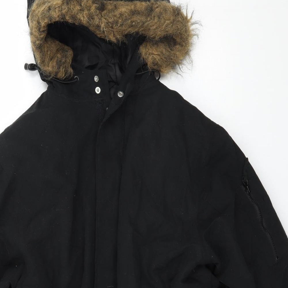 Cutting Edge Mens Black   Parka Coat Size L