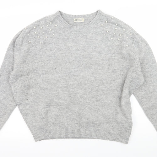 H&M Girls Grey  Knit Pullover Jumper Size 13-14 Years