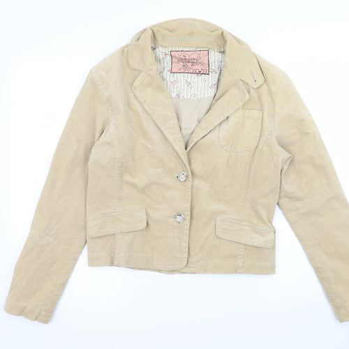 E-vie Womens Beige  Corduroy Jacket Blazer Size 16