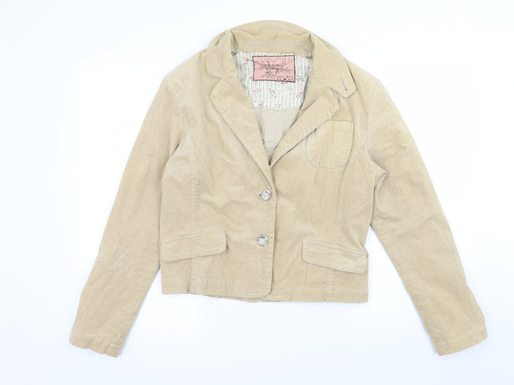 E-vie Womens Beige Corduroy Jacket Blazer Size 16