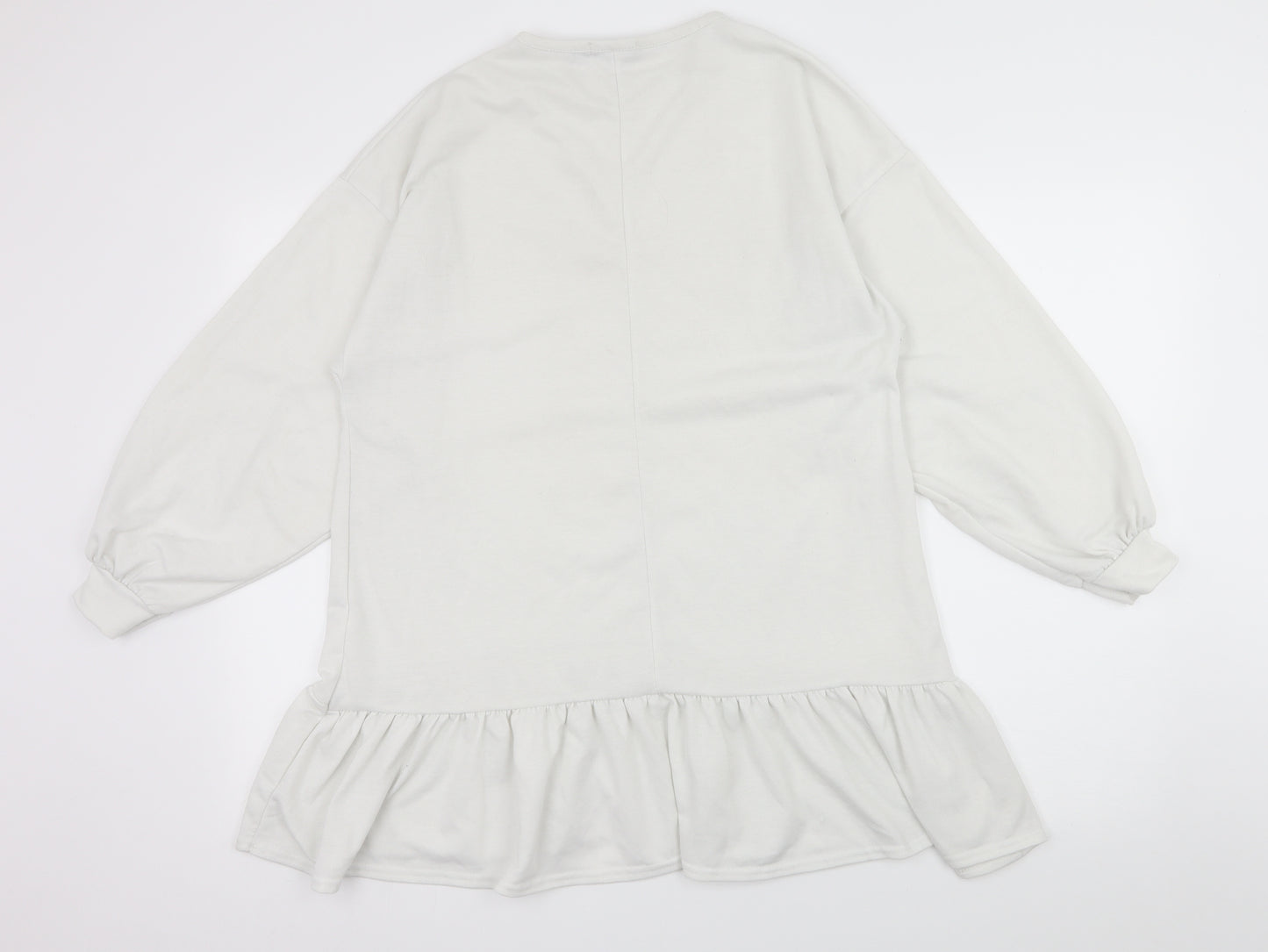 Boohoo Womens White  Jersey Pullover Sweatshirt Size 8