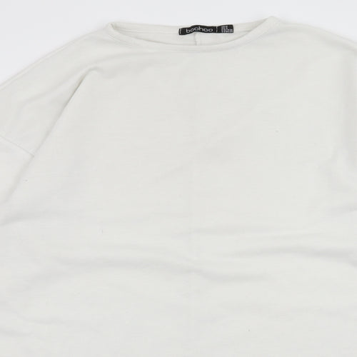 Boohoo Womens White  Jersey Pullover Sweatshirt Size 8