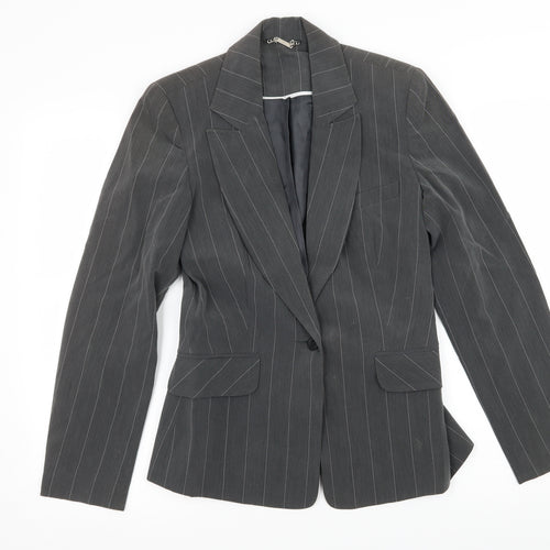 Select Womens Grey Striped  Jacket Blazer Size 10