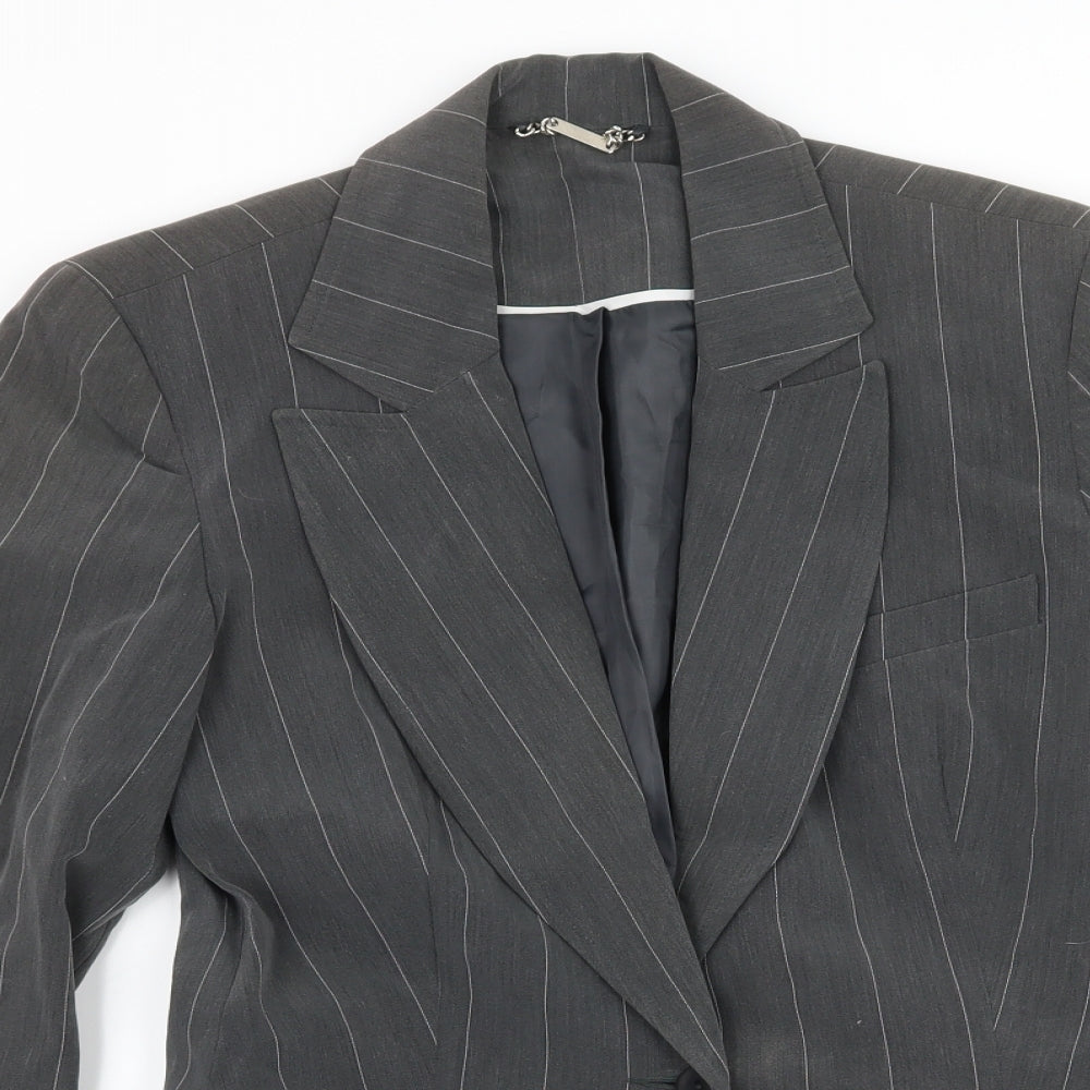 Select Womens Grey Striped  Jacket Blazer Size 10