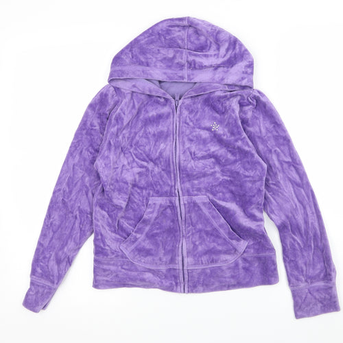 Cherokee Girls Purple  Velvet Full Zip Hoodie Size 10-11 Years