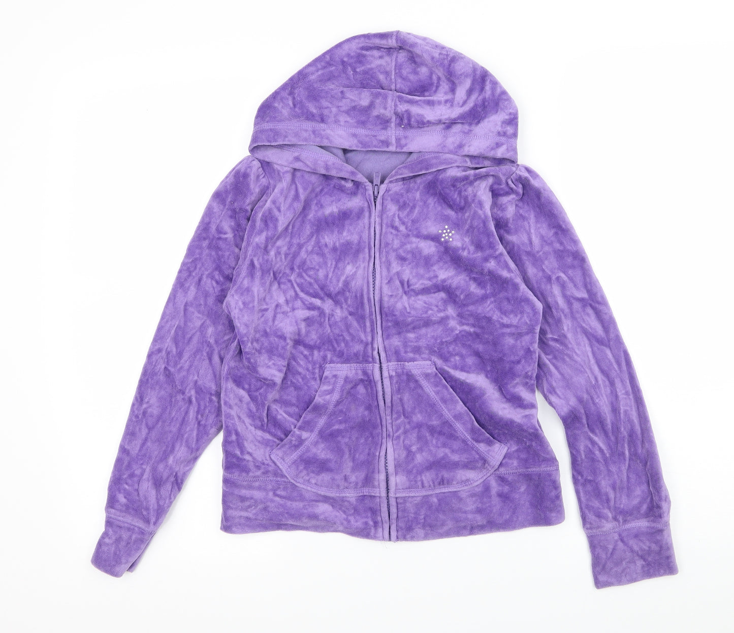 Cherokee Girls Purple  Velvet Full Zip Hoodie Size 10-11 Years