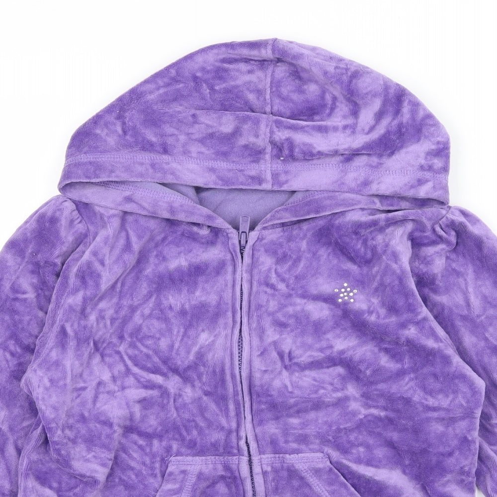 Cherokee Girls Purple  Velvet Full Zip Hoodie Size 10-11 Years