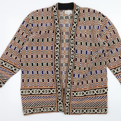 Emrecco Womens Beige Geometric Knit Cardigan Jumper Size L