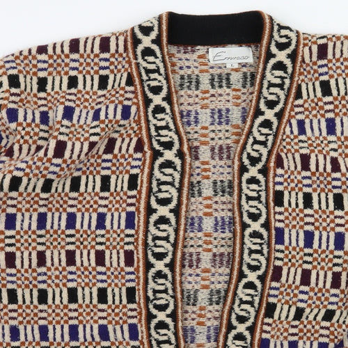 Emrecco Womens Beige Geometric Knit Cardigan Jumper Size L