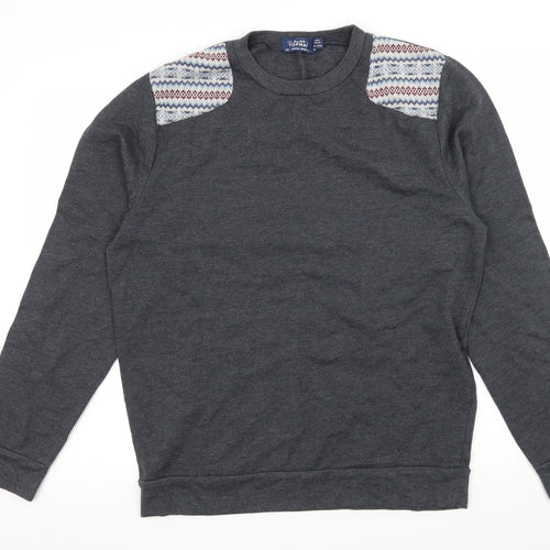 Topman Mens Blue Geometric Jersey Pullover Sweatshirt Size L