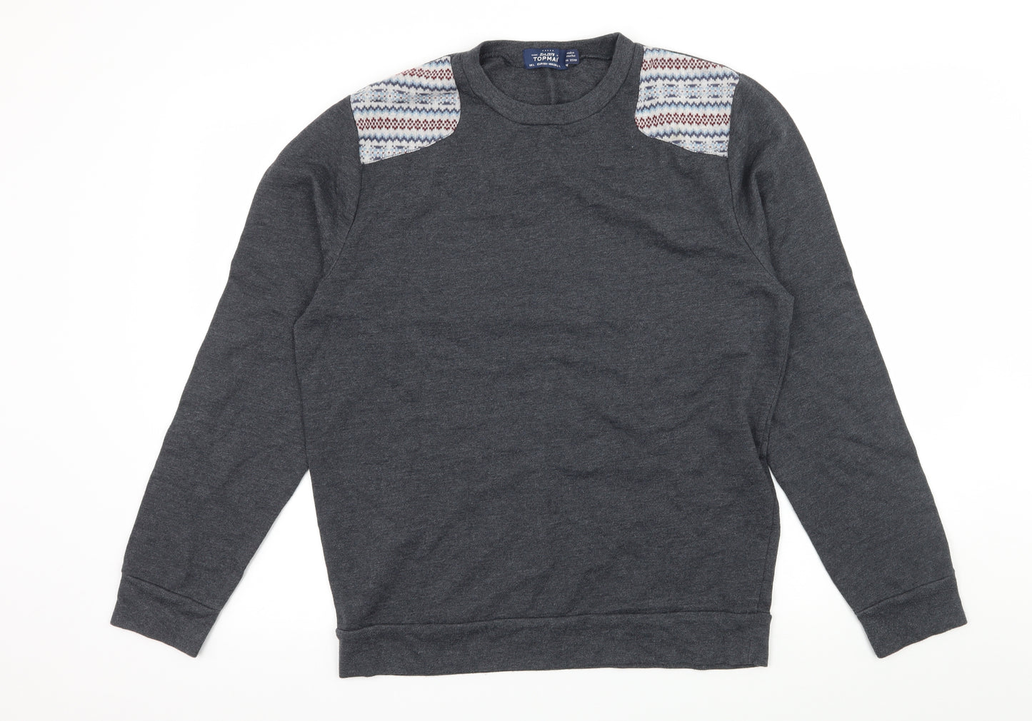 Topman Mens Blue Geometric Jersey Pullover Sweatshirt Size L