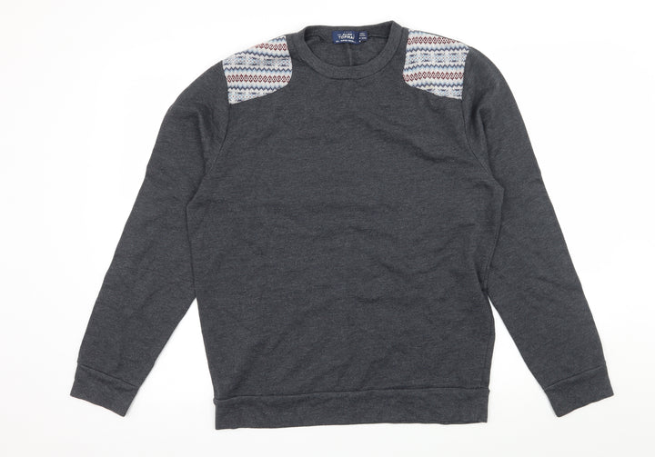 Topman Mens Blue Geometric Jersey Pullover Sweatshirt Size L