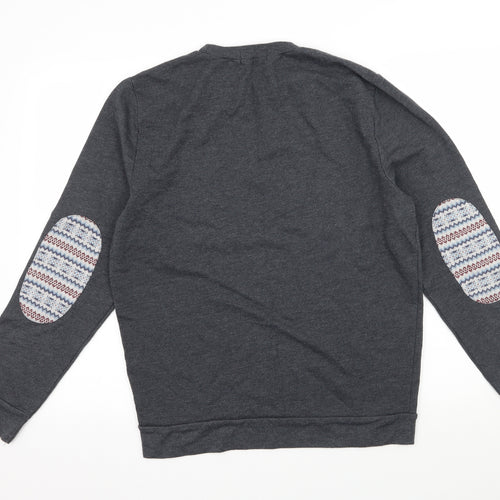 Topman Mens Blue Geometric Jersey Pullover Sweatshirt Size L