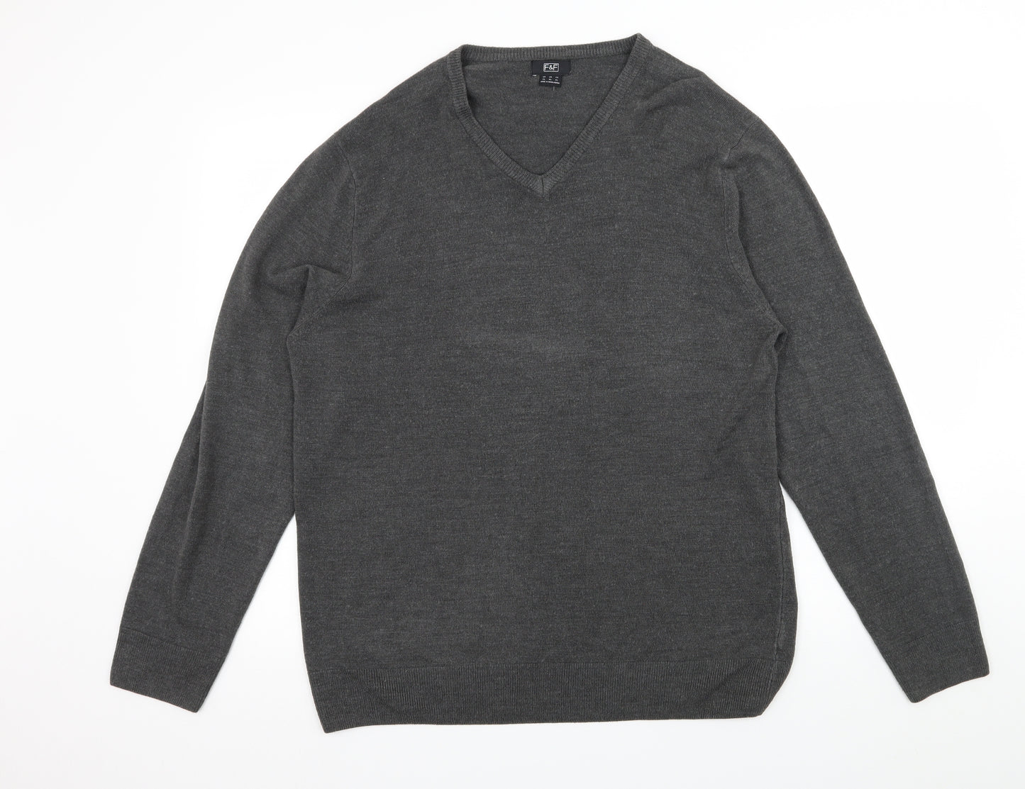 F&F Mens Grey  Knit Pullover Jumper Size XL