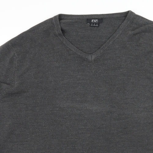 F&F Mens Grey  Knit Pullover Jumper Size XL