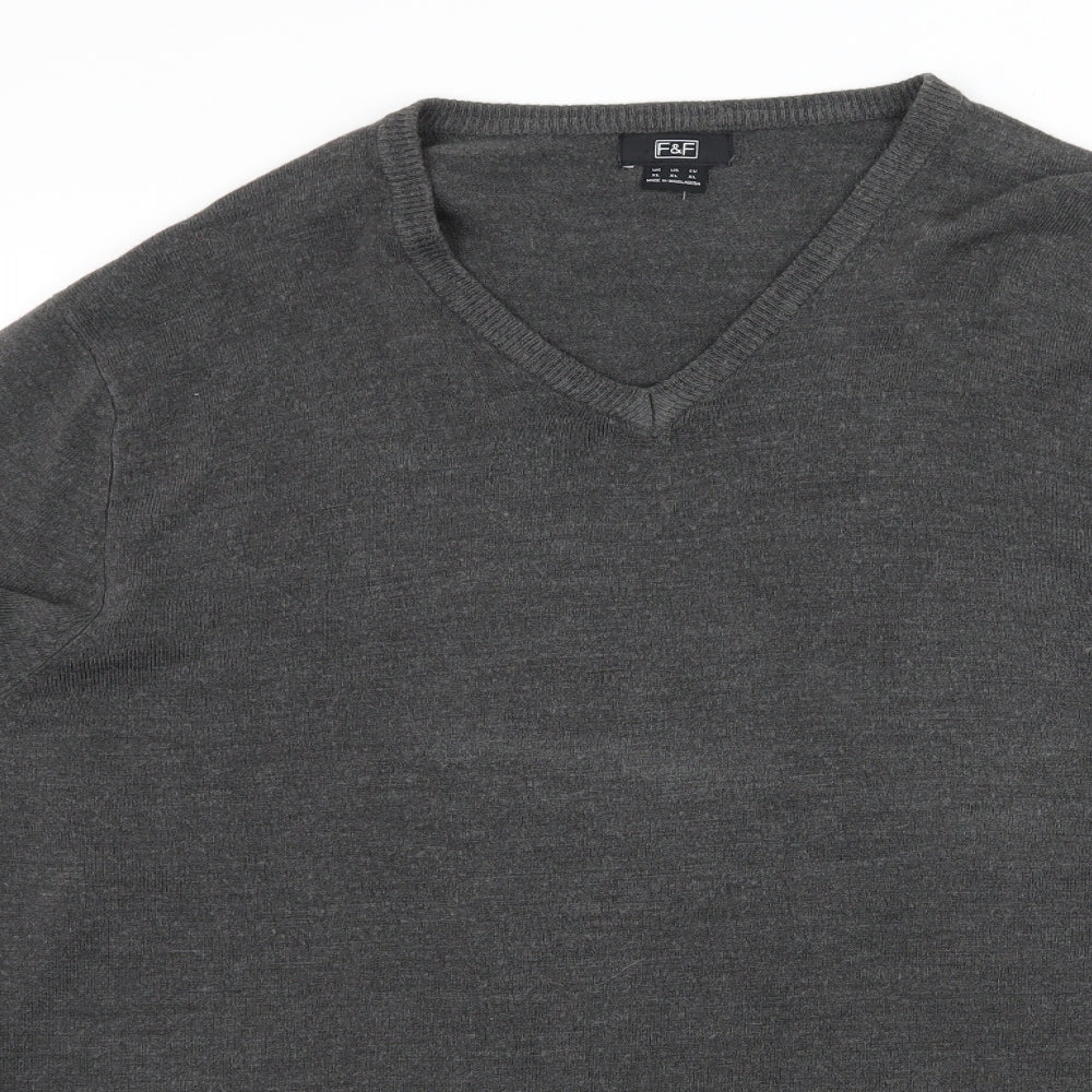 F&F Mens Grey  Knit Pullover Jumper Size XL