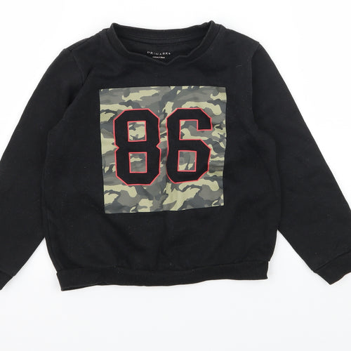 Primark Boys Black Camouflage Jersey Pullover Sweatshirt Size 5-6 Years  - 86