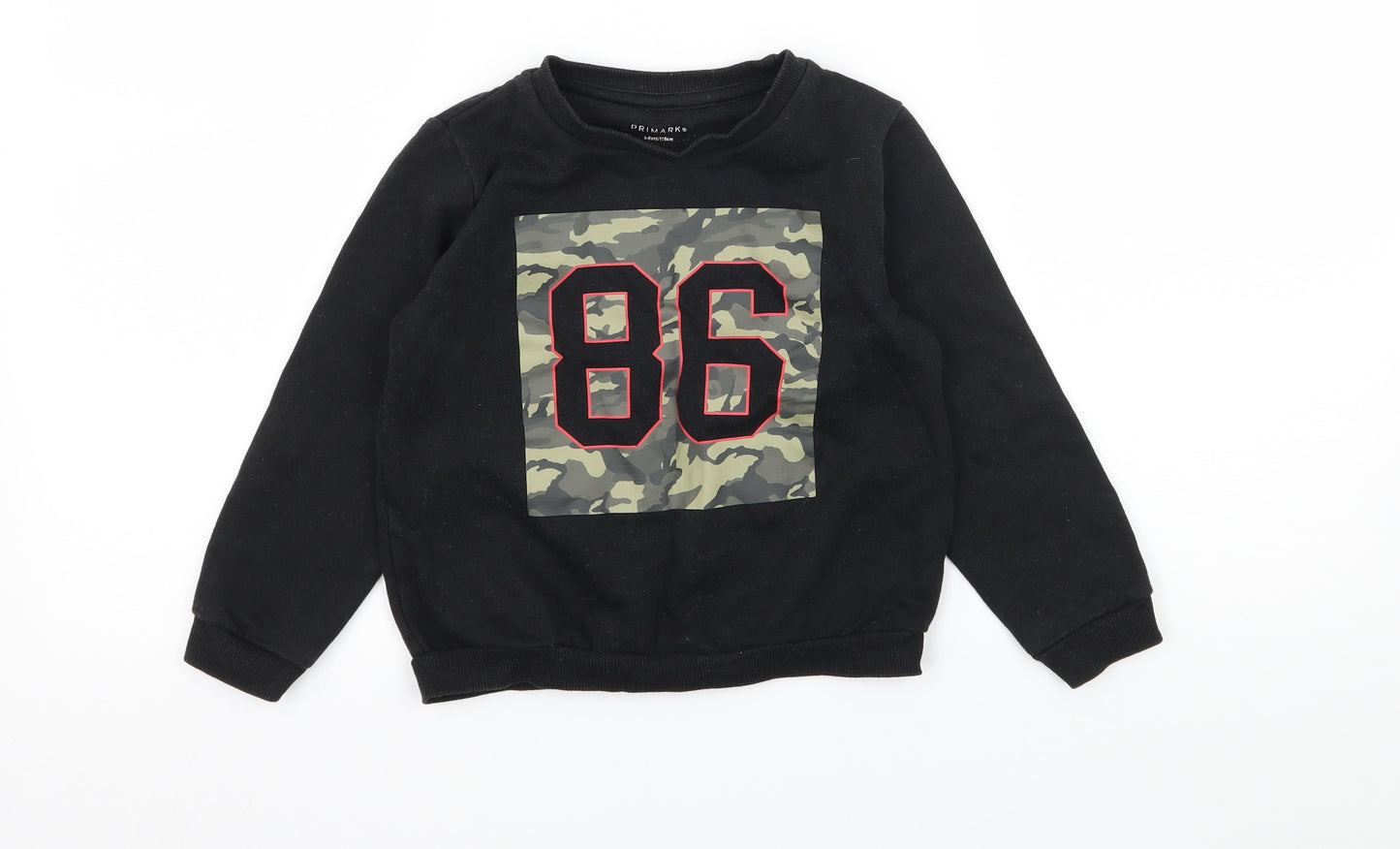 Primark Boys Black Camouflage Jersey Pullover Sweatshirt Size 5-6 Years  - 86