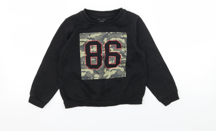 Primark Boys Black Camouflage Jersey Pullover Sweatshirt Size 5-6 Years  - 86