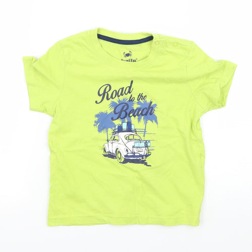 Lupliu Boys Green  Jersey Basic T-Shirt Size 12 Months  - Road to the beach
