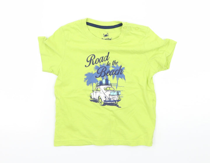 Lupliu Boys Green Jersey Basic T-Shirt Size 12 Months - Road to the beach