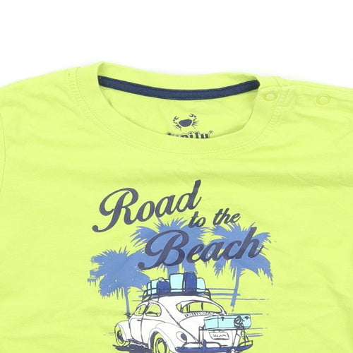 Lupliu Boys Green  Jersey Basic T-Shirt Size 12 Months  - Road to the beach