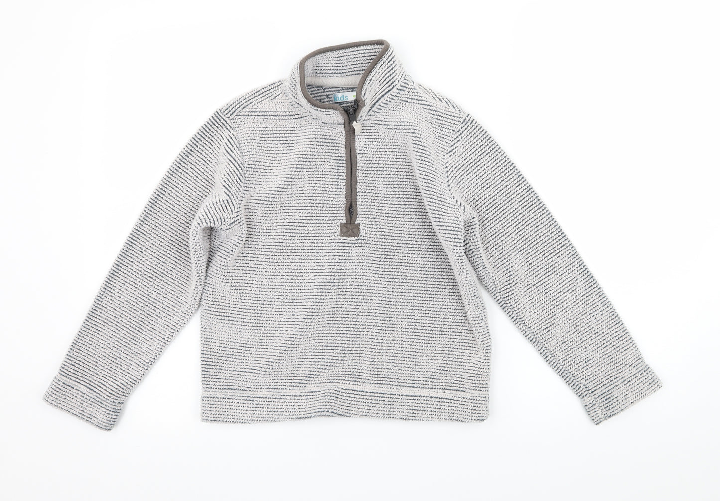 M&Co Boys Grey Striped Fleece Pullover Sweatshirt Size 7-8 Years