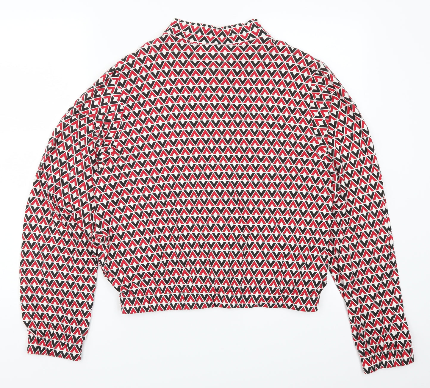 Innocence Womens Red Geometric  Full Zip Sweatshirt Size 14