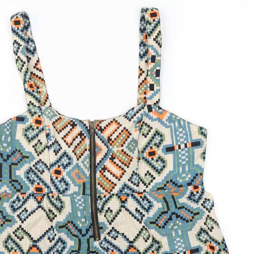 Topshop Womens Blue Geometric  Basic Tank Size 10  - Orange