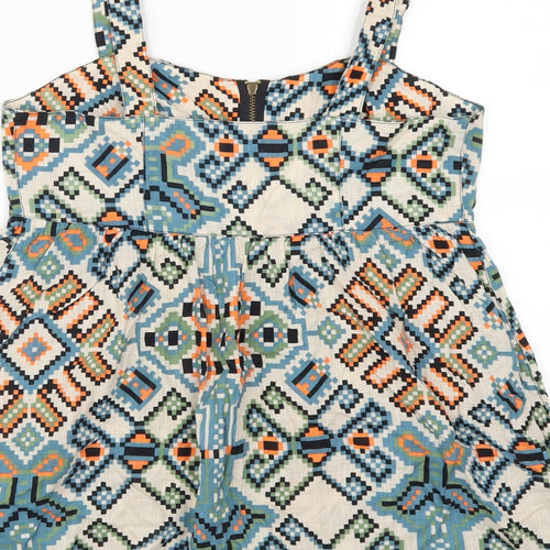 Topshop Womens Blue Geometric  Basic Tank Size 10  - Orange