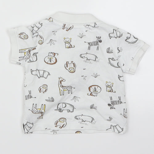 Primark Boys White Animal Print  Basic Polo Size 3-6 Months  - Animals