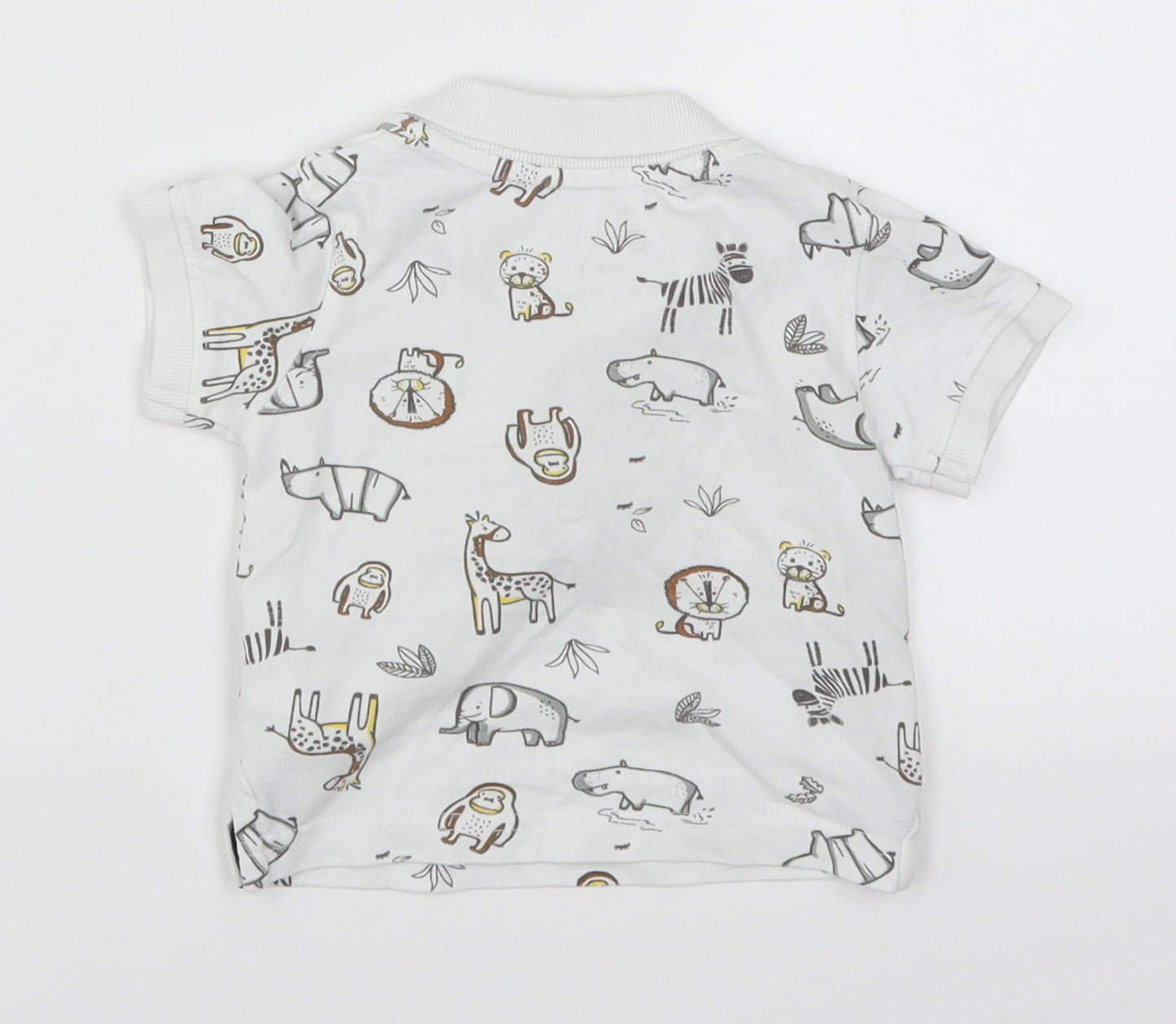 Primark Boys White Animal Print  Basic Polo Size 3-6 Months  - Animals