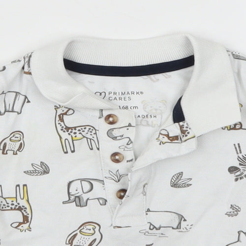Primark Boys White Animal Print  Basic Polo Size 3-6 Months  - Animals