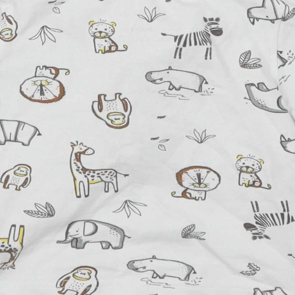 Primark Boys White Animal Print  Basic Polo Size 3-6 Months  - Animals