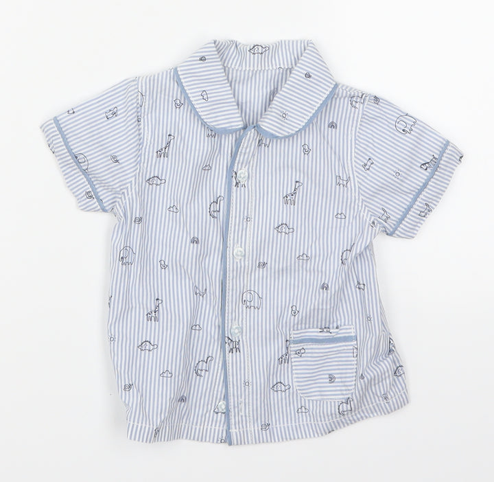 George Boys Black Striped  Basic Button-Up Size 6-9 Months  - Animals