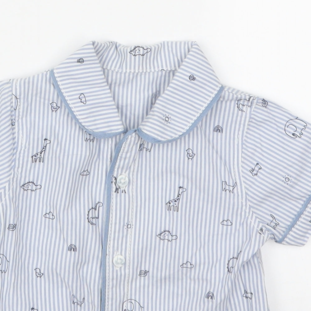 George Boys Black Striped  Basic Button-Up Size 6-9 Months  - Animals