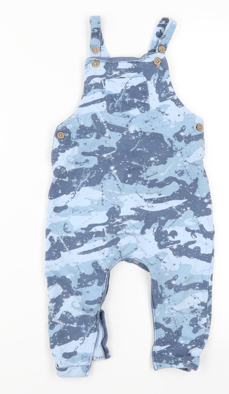 NEXT Boys Blue Camouflage  Dungaree One-Piece Size 12-18 Months