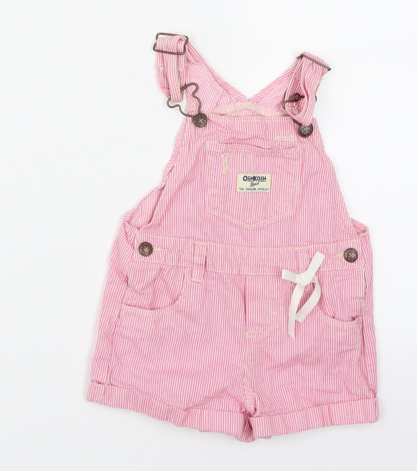 Oshkosh Girls Pink Striped  Dungaree One-Piece Size 2 Years