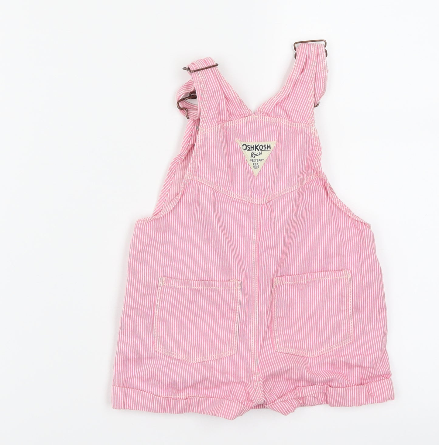 Oshkosh Girls Pink Striped  Dungaree One-Piece Size 2 Years