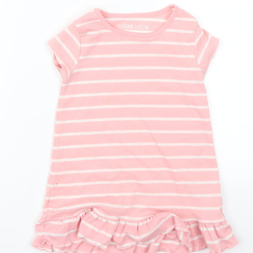Matalan Girls Pink Striped  T-Shirt Dress  Size 12-18 Months