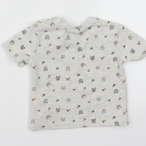 Primark Baby Grey   Basic T-Shirt Size 6-9 Months  - Cat Print