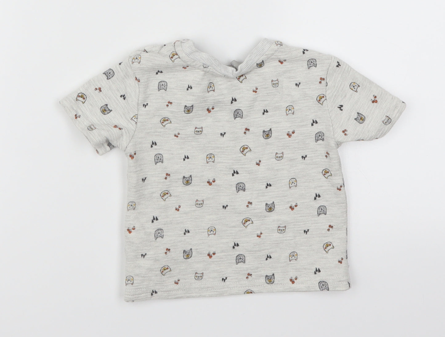 Primark Baby Grey   Basic T-Shirt Size 6-9 Months  - Cat Print