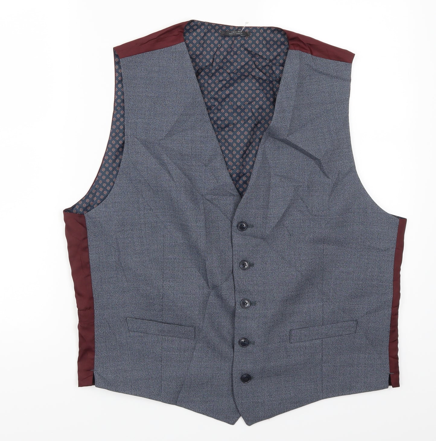 Marks and Spencer Mens Blue   Jacket Waistcoat Size L  - Red