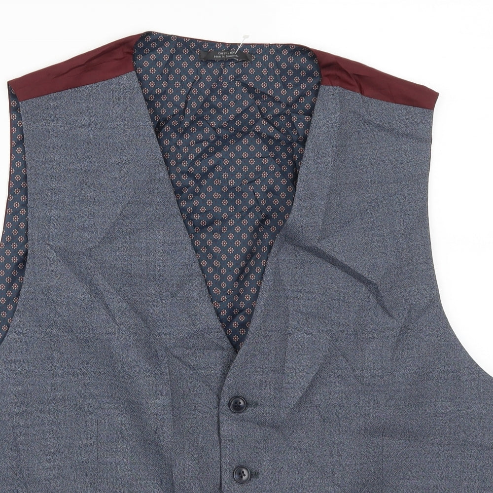 Marks and Spencer Mens Blue   Jacket Waistcoat Size L  - Red