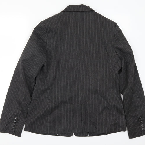H&M Womens Grey Striped  Jacket Suit Jacket Size 8