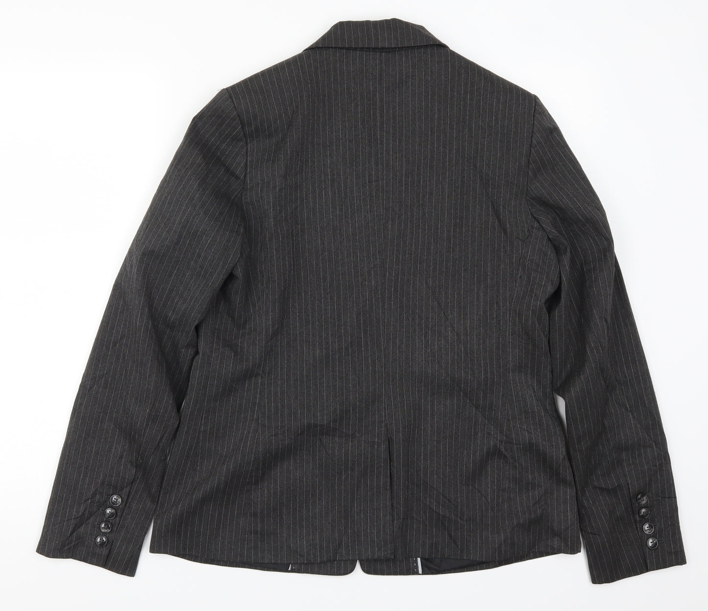 H&M Womens Grey Striped  Jacket Suit Jacket Size 8