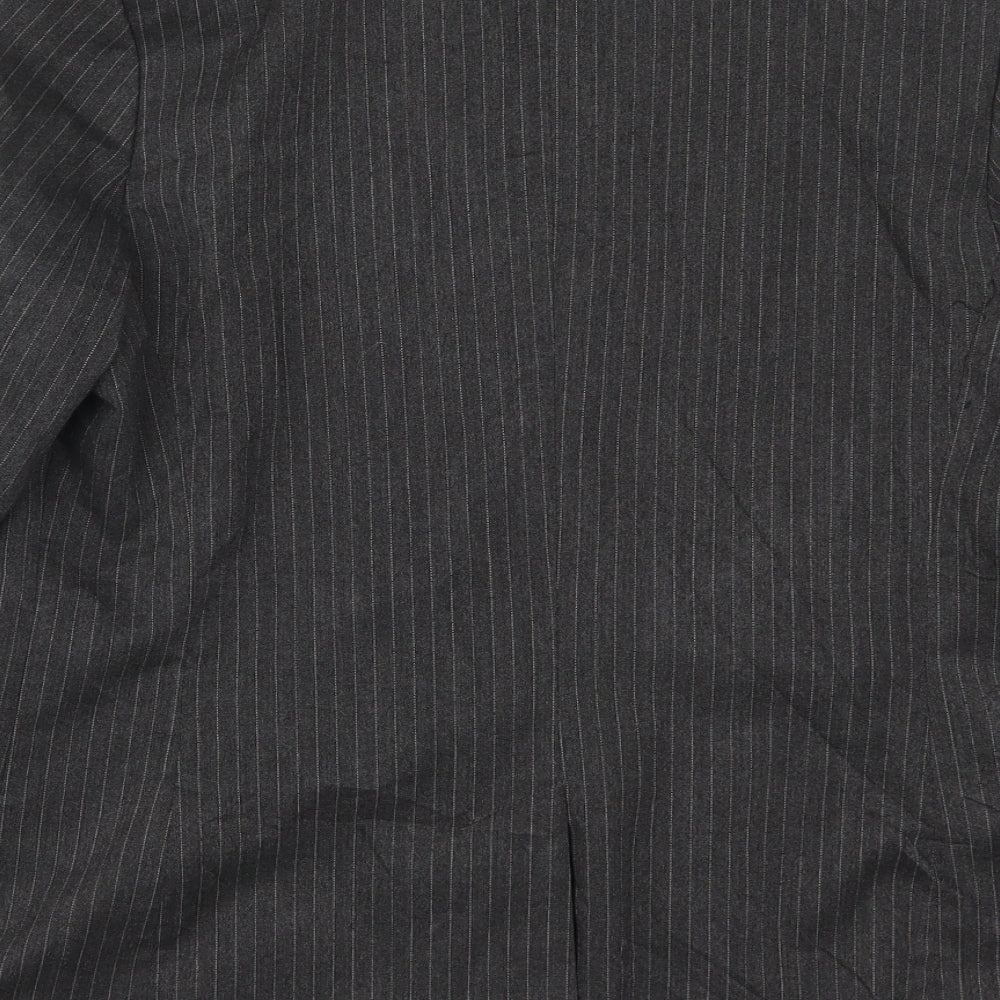 H&M Womens Grey Striped  Jacket Suit Jacket Size 8